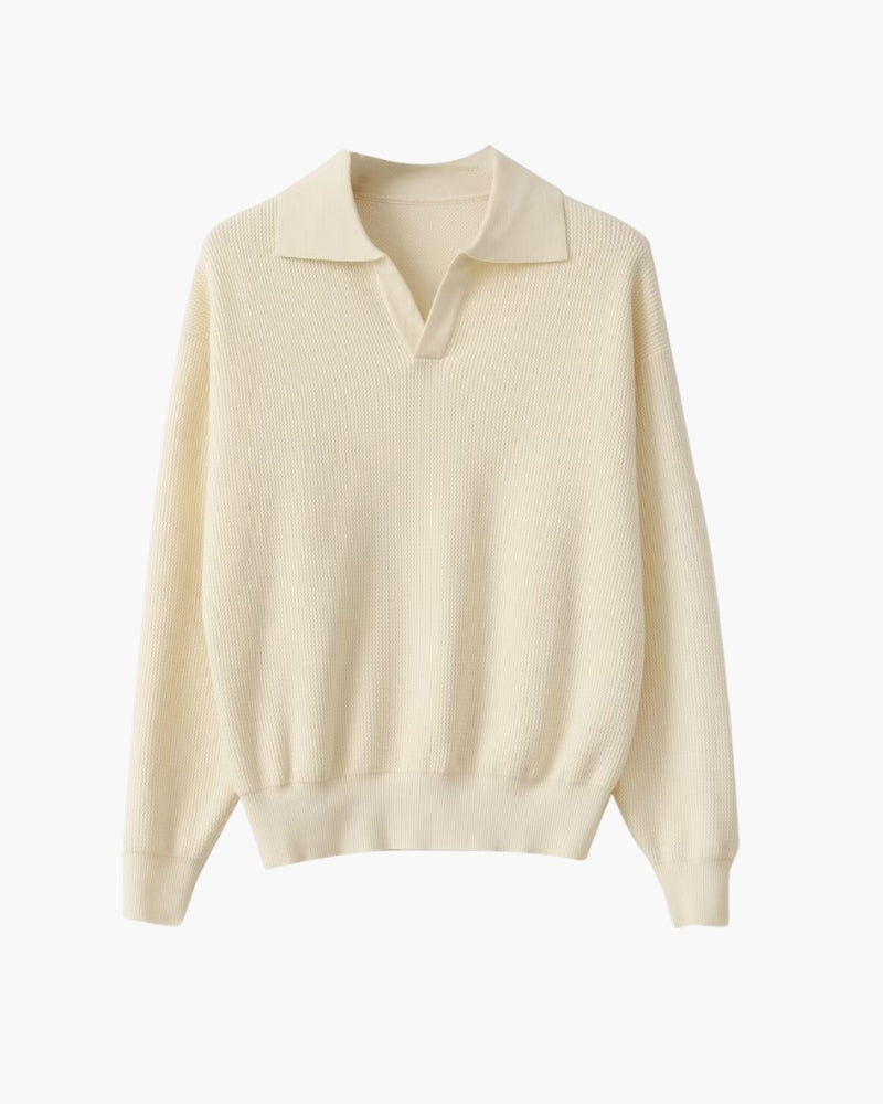 Textured Knit Polo Sweater | Savile & Co.