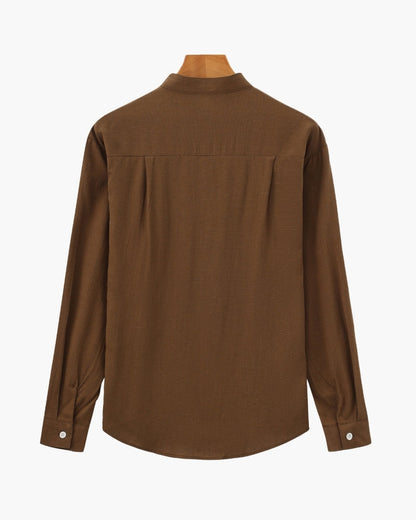 Men’s Mandarin Collar Shirt – Relaxed Fit Textured Cotton Shirt | Savile & Co.