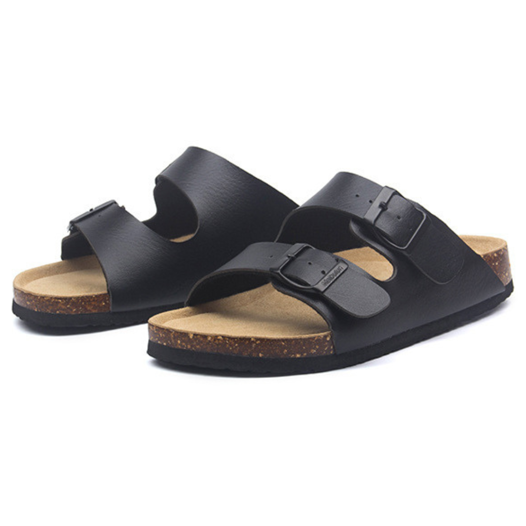 Leather Birken Sandal - Black | Savile & Co.