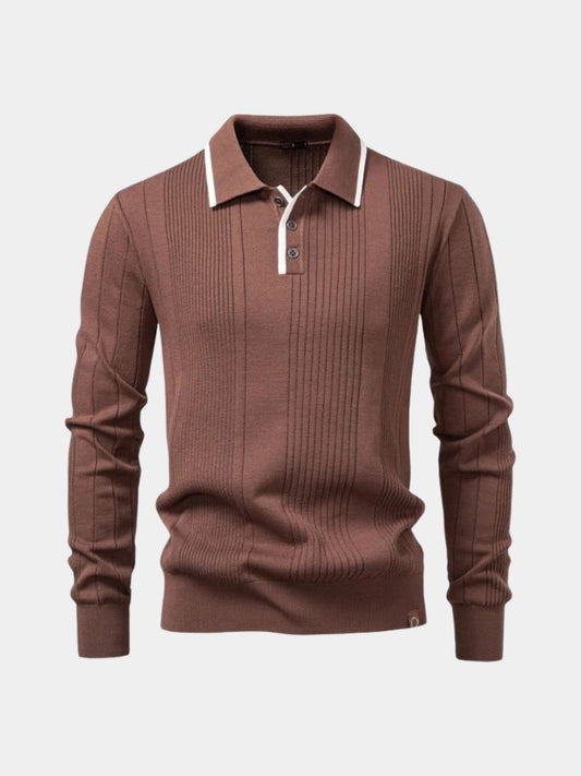 Vertical Ridge Knit Polo Shirt | Savile & Co.