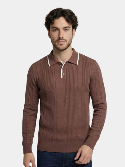 Vertical Ridge Knit Polo Shirt | Savile & Co.