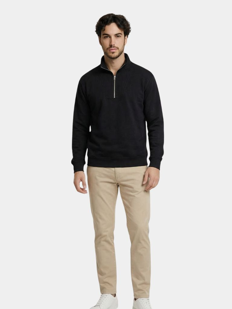 Zip Black Lapel Sports Sweatshirt | Savile & Co.