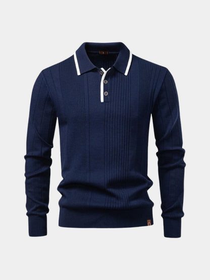 Vertical Ridge Knit Polo Shirt | Savile & Co.