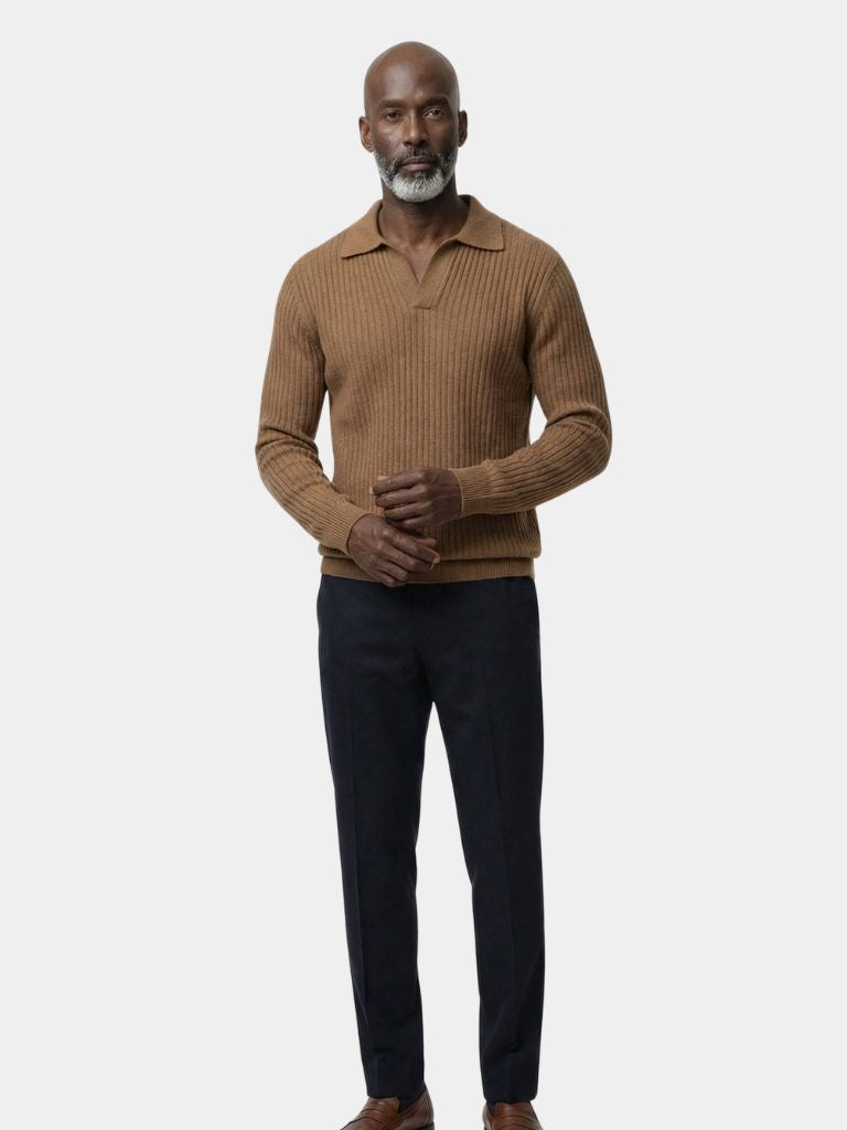V-Neck Polo Pullover Ribbed | Savile & Co.