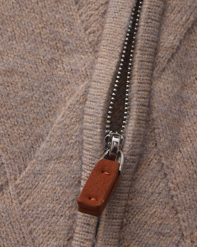 Heritage Diamond Knit Zip Cardigan | Savile & Co.