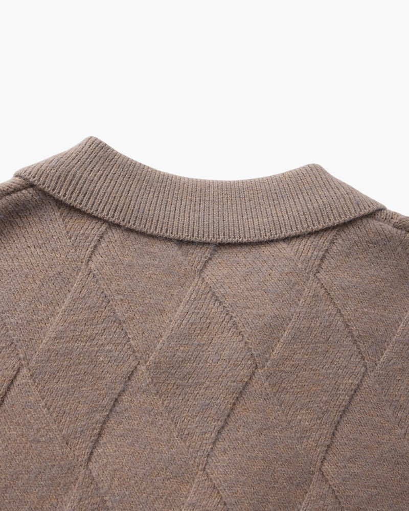 Heritage Diamond Knit Zip Cardigan | Savile & Co.
