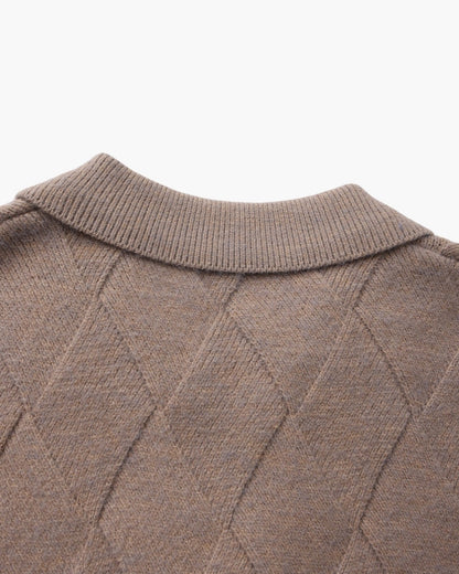 Heritage Diamond Knit Zip Cardigan | Savile & Co.