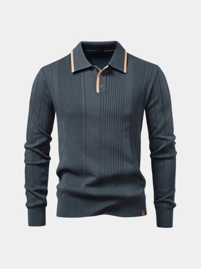 Vertical Ridge Knit Polo Shirt | Savile & Co.