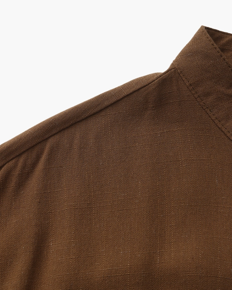 Men’s Mandarin Collar Shirt – Relaxed Fit Textured Cotton Shirt | Savile & Co.