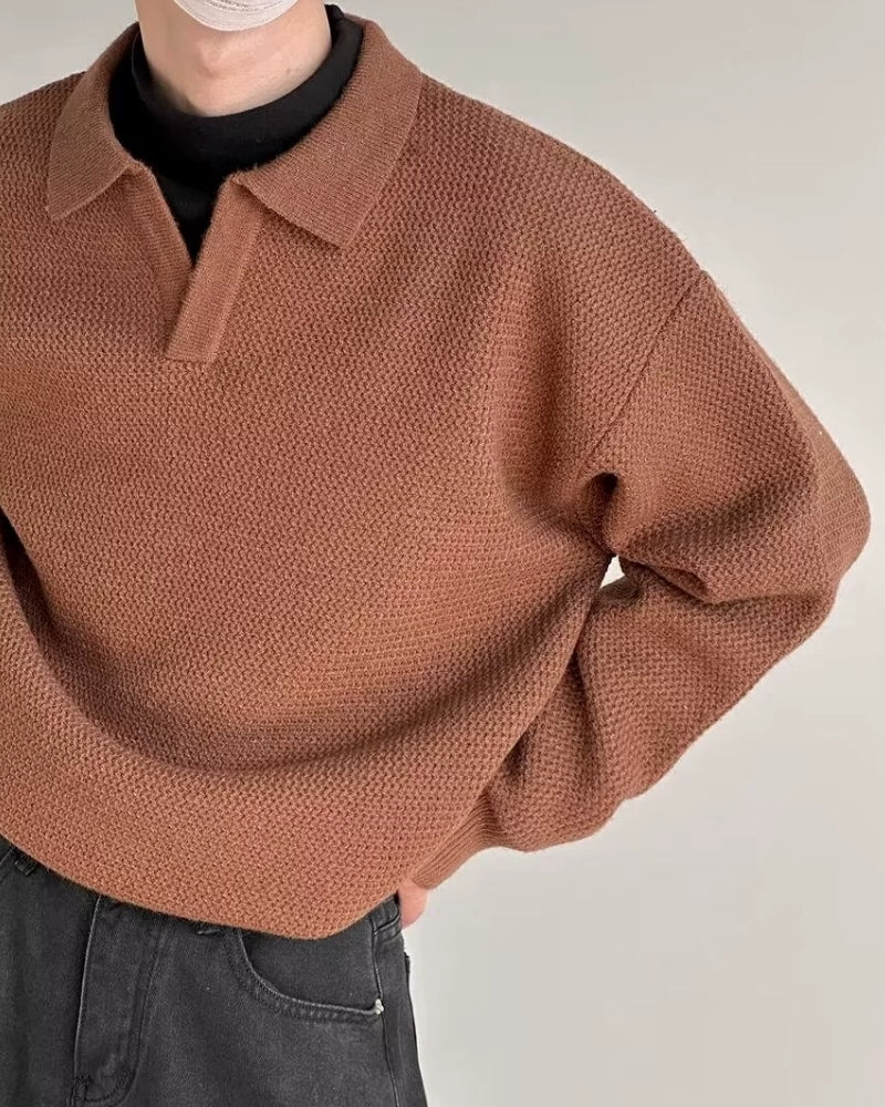 Textured Knit Polo Sweater | Savile & Co.