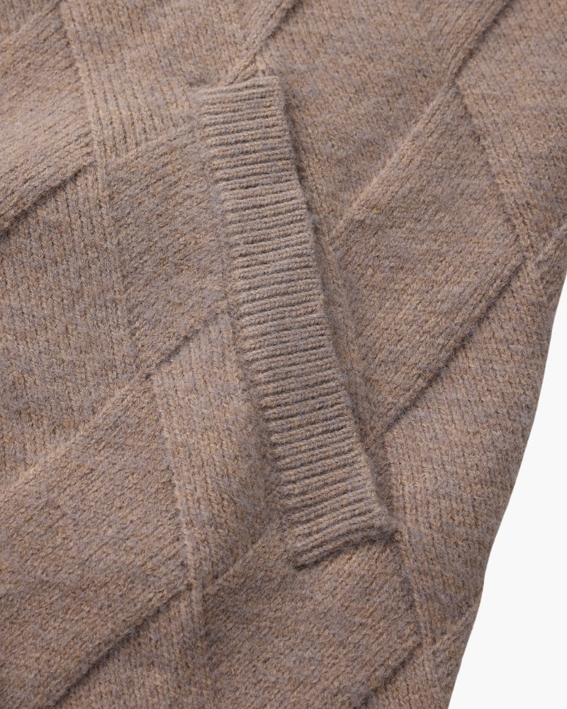 Heritage Diamond Knit Zip Cardigan | Savile & Co.