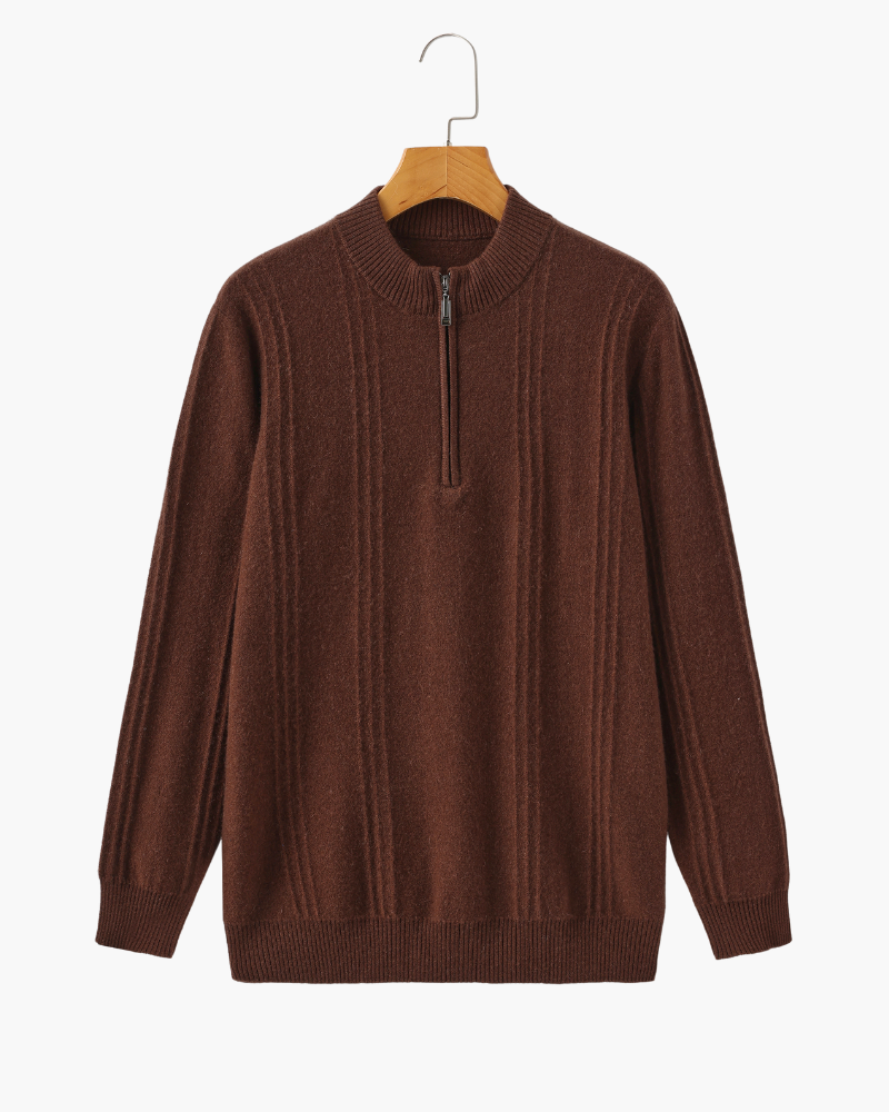 100% Cashmere Ribbed Half Zip | Savile & Co.