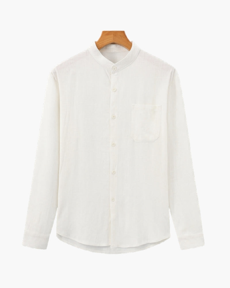 Men’s Mandarin Collar Shirt – Relaxed Fit Textured Cotton Shirt | Savile & Co.
