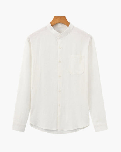 Men’s Mandarin Collar Shirt – Relaxed Fit Textured Cotton Shirt | Savile & Co.