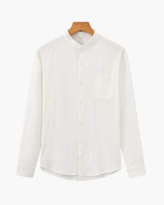 Men’s Mandarin Collar Shirt – Relaxed Fit Textured Cotton Shirt | Savile & Co.