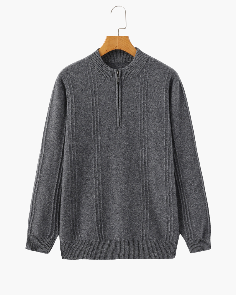 100% Cashmere Ribbed Half Zip | Savile & Co.