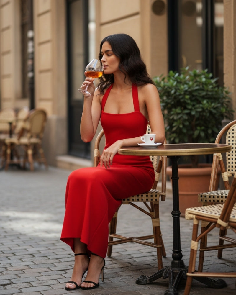 Halter Neck Slim Fit Maxi Dress | Savile & Co.