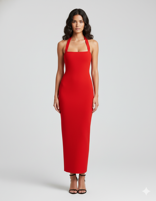 Halter Neck Slim Fit Maxi Dress | Savile & Co.