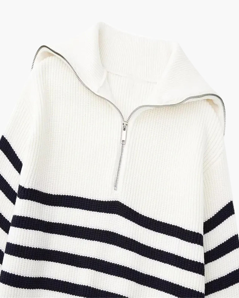 Striped Zip Up Sweater | Savile & Co.