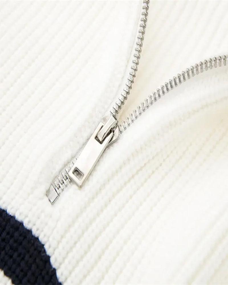 Striped Zip Up Sweater | Savile & Co.