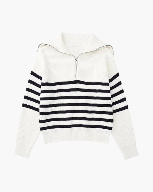 Striped Zip Up Sweater | Savile & Co.