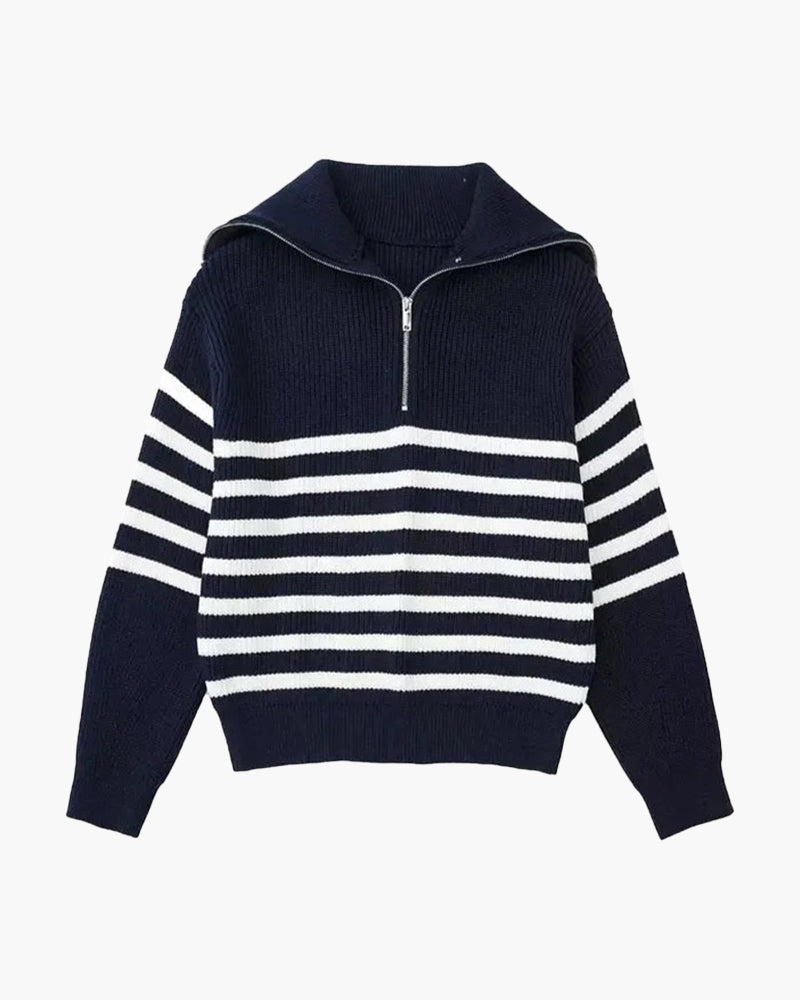 Striped Zip Up Sweater | Savile & Co.