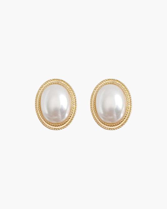 Radiance Oval Pearl Studs | Savile & Co.
