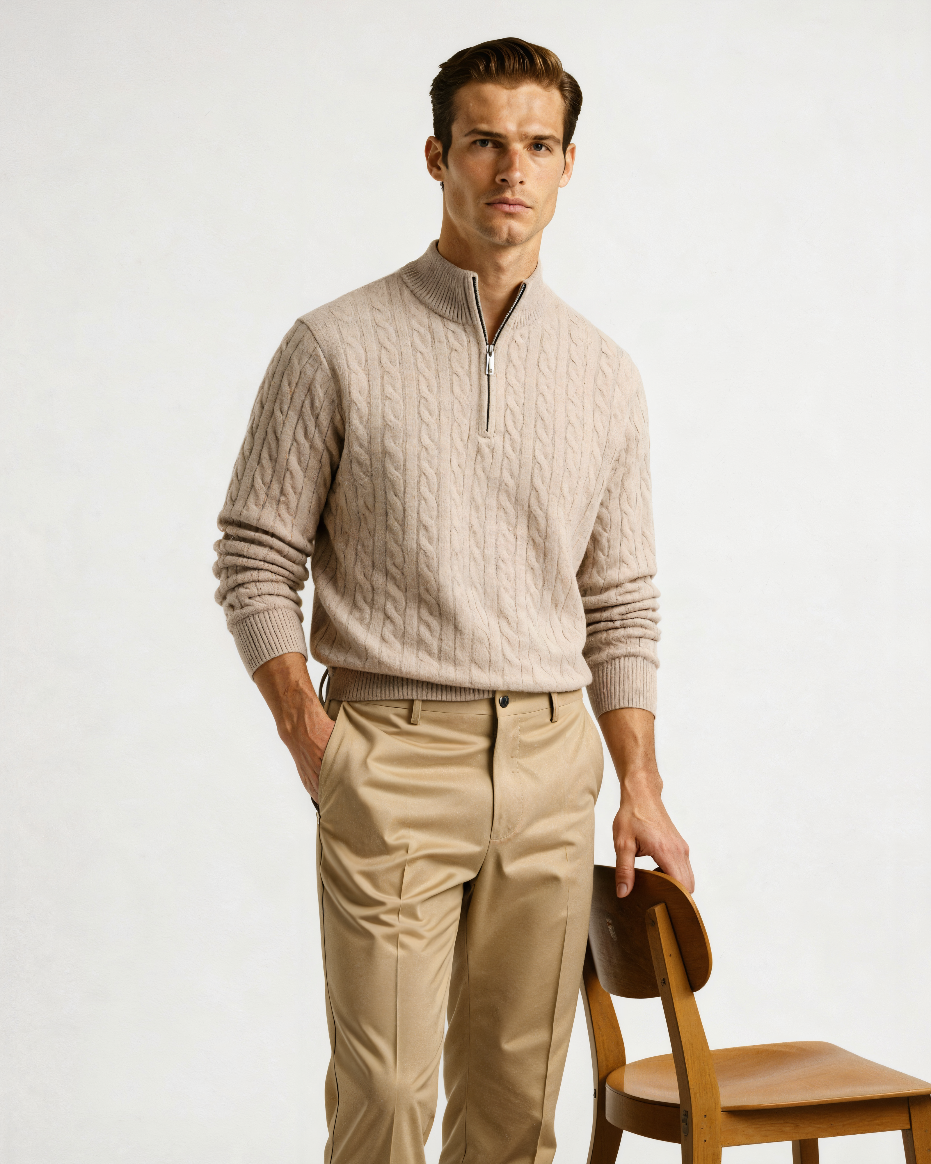 100% Cashmere Woven Half Zip | Savile & Co.