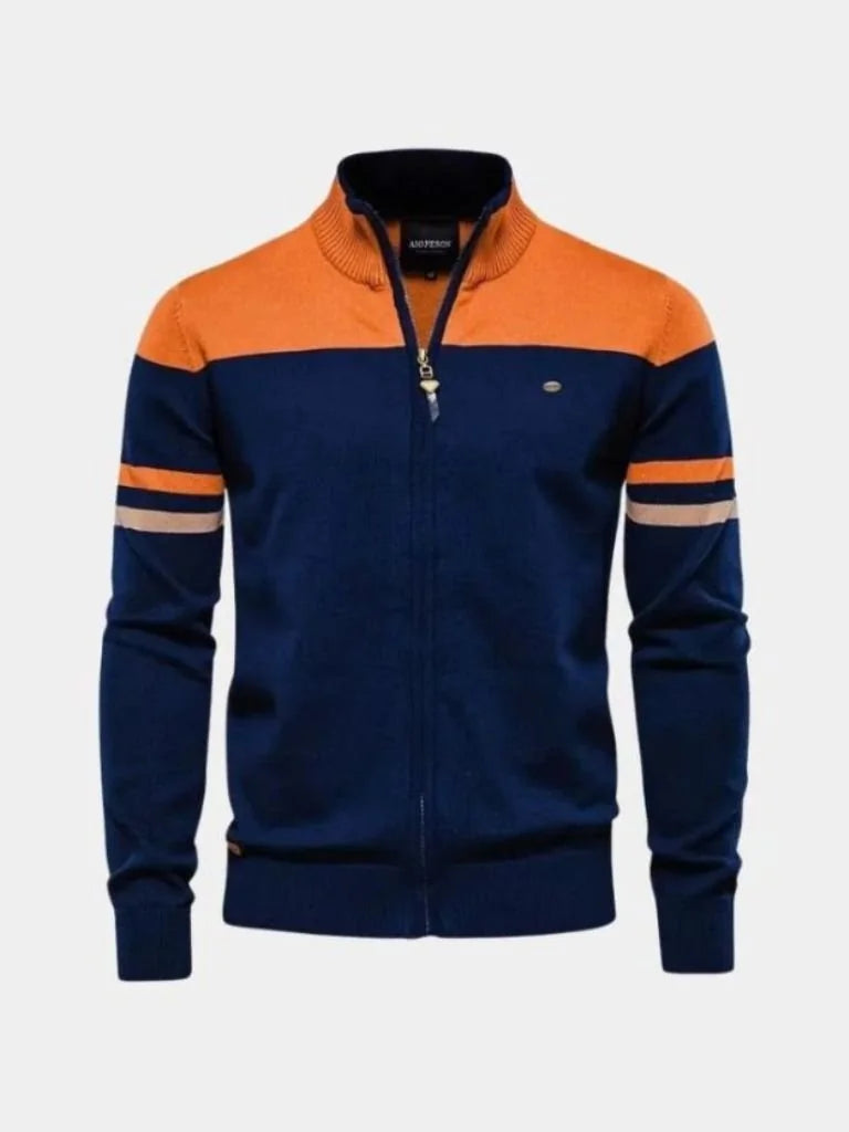 Cardigan Sweater Zipper Standing Collar Knitwear | Savile & Co.