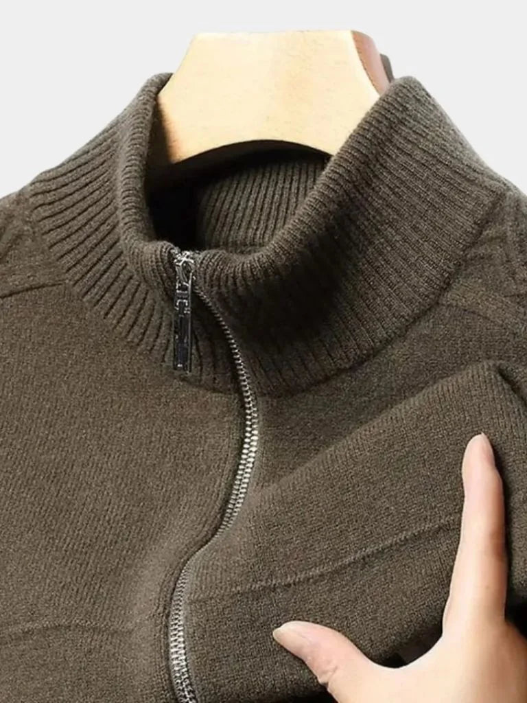 Cashmere Zip Sweater Knit Turtleneck | Savile & Co.