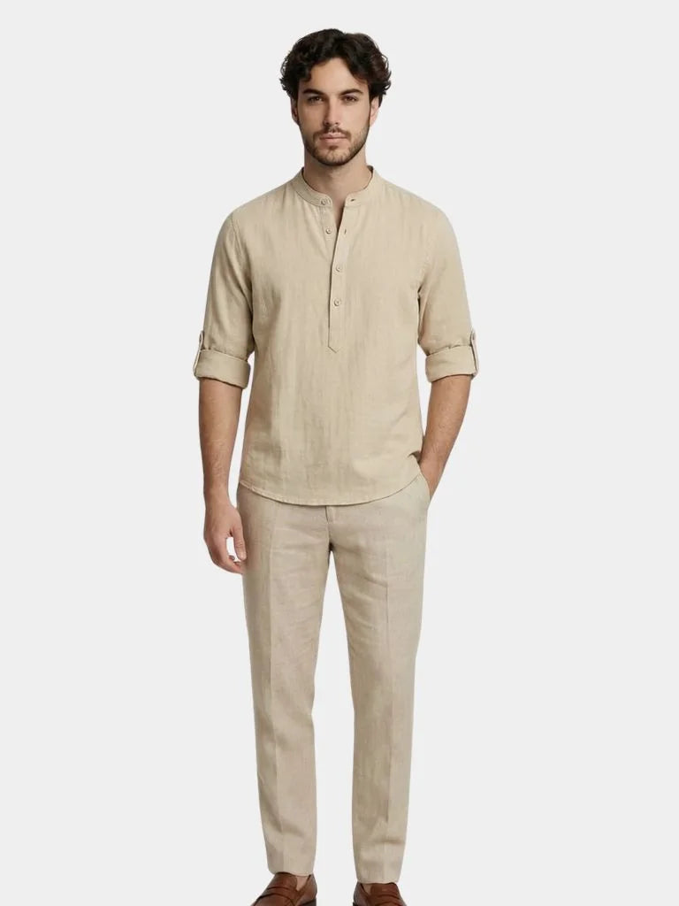 Casual Henley Neck Long Sleeve T-Shirt | Savile & Co.