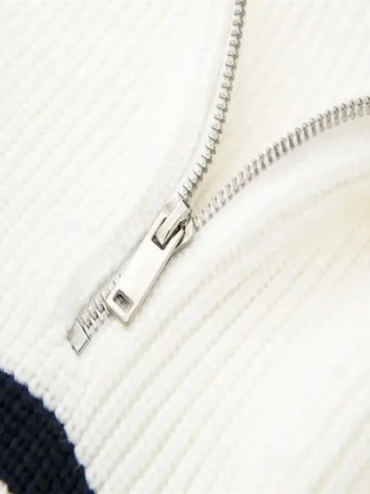 Casual Striped Zip Up Sweater | Savile & Co.