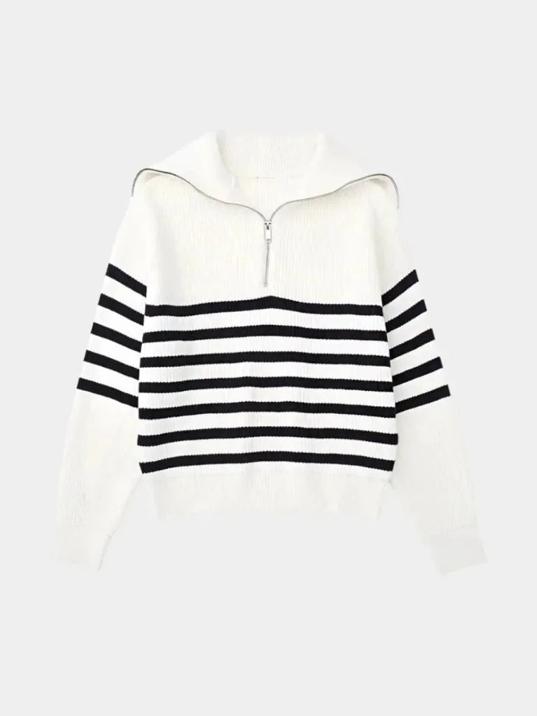 Casual Striped Zip Up Sweater | Savile & Co.