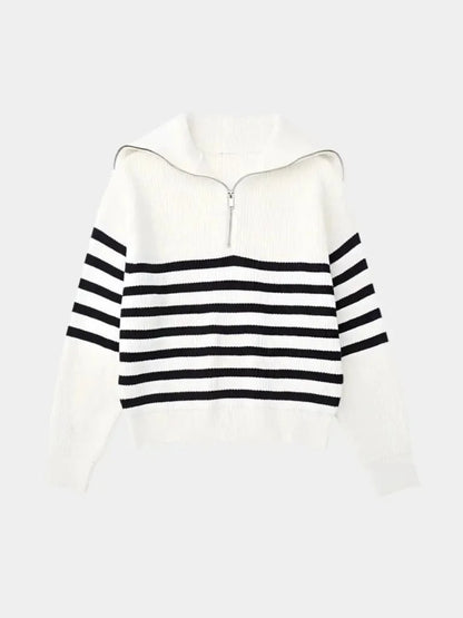 Casual Striped Zip Up Sweater | Savile & Co.