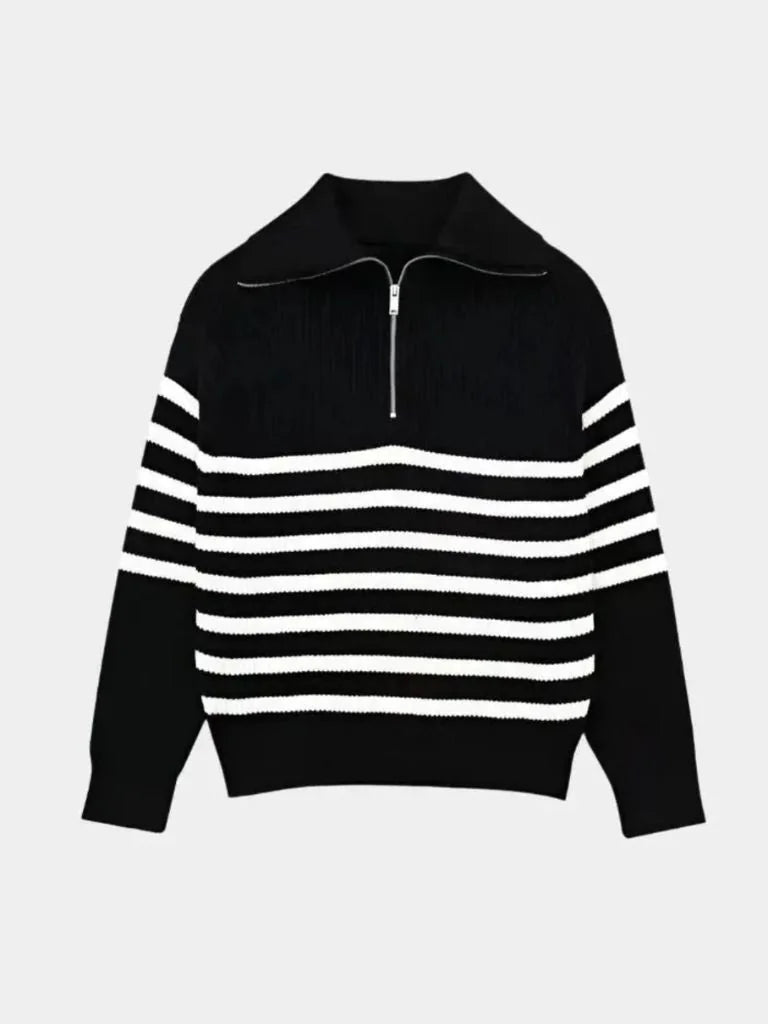 Casual Striped Zip Up Sweater | Savile & Co.