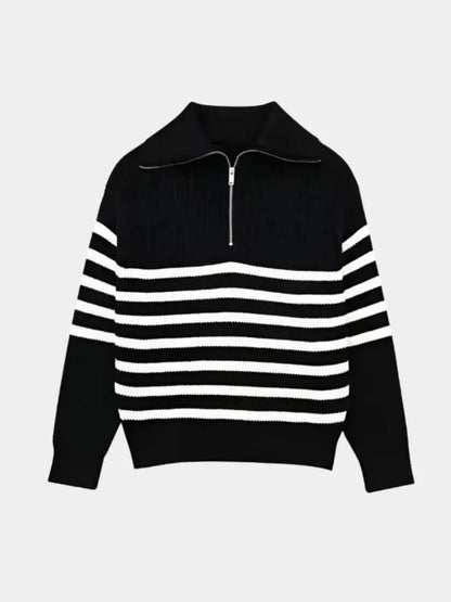 Casual Striped Zip Up Sweater | Savile & Co.