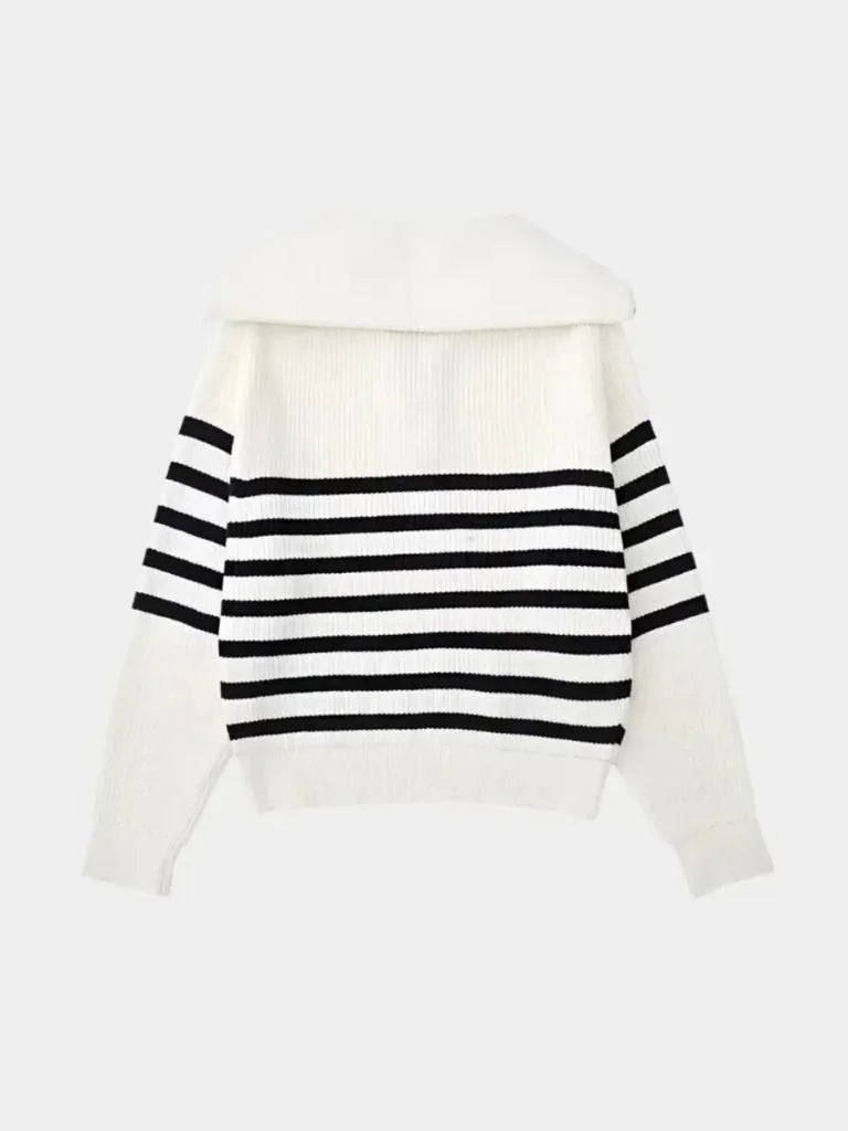 Casual Striped Zip Up Sweater | Savile & Co.