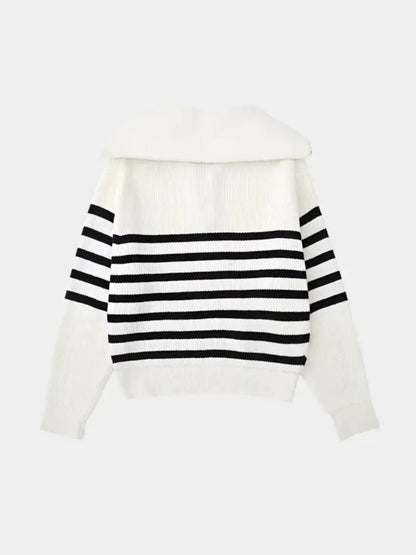 Casual Striped Zip Up Sweater | Savile & Co.