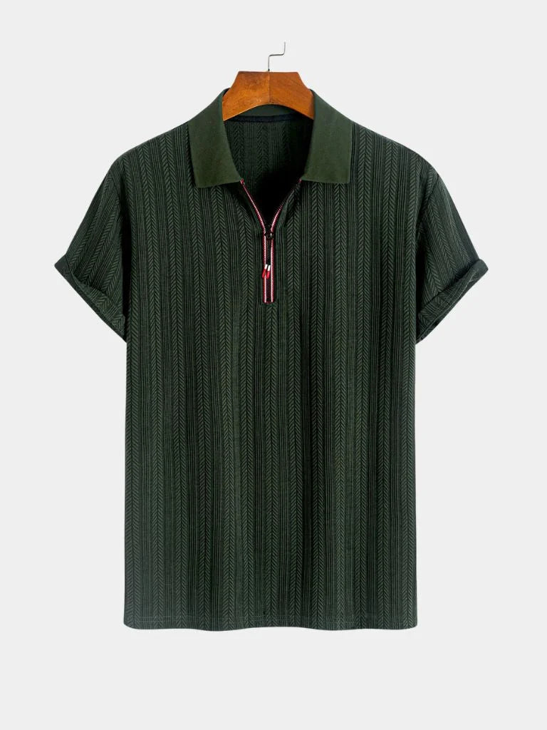 Cavalière Textured Quarter Zip Polo | Savile & Co.