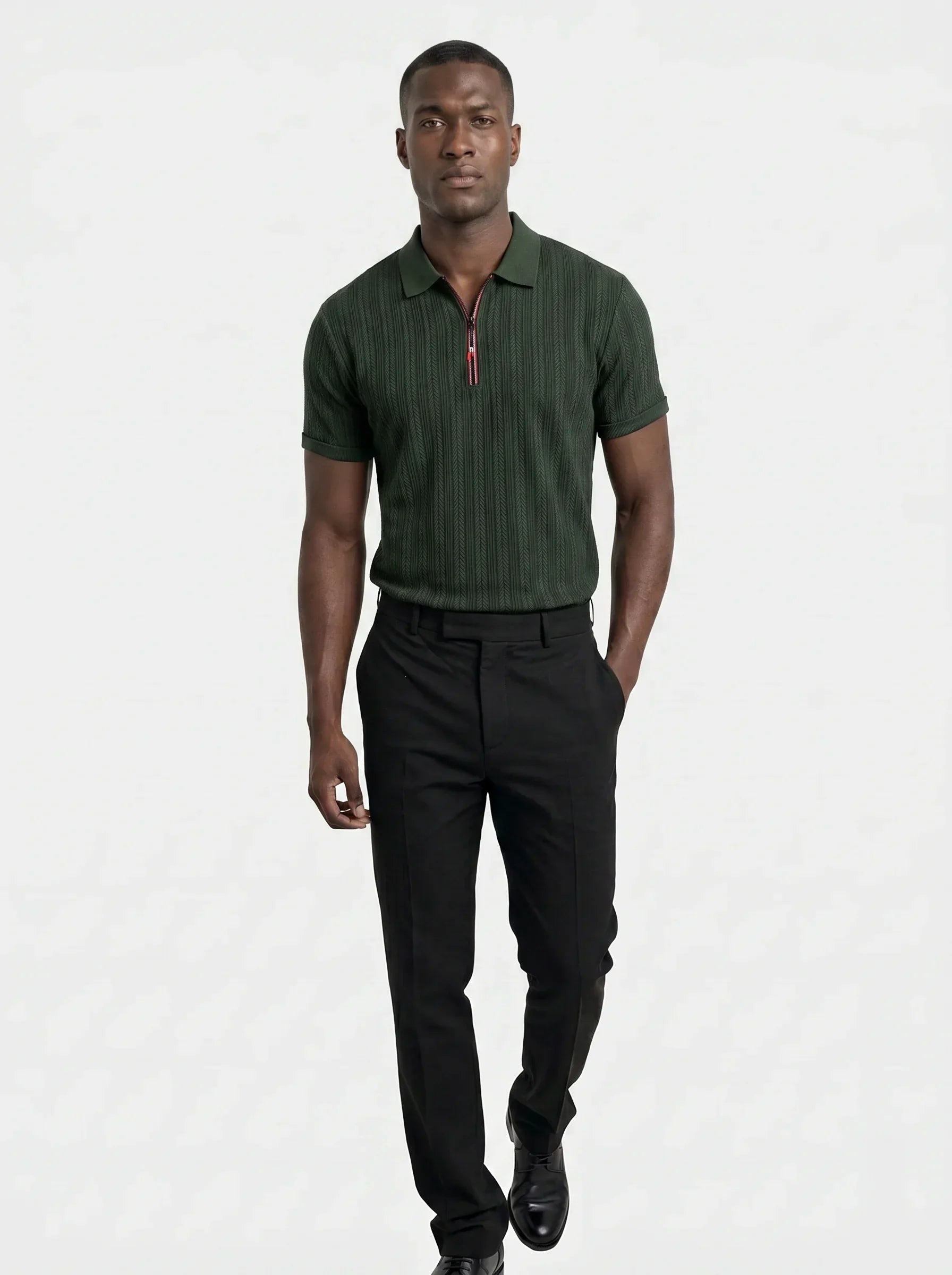 Cavalière Textured Quarter Zip Polo | Savile & Co.