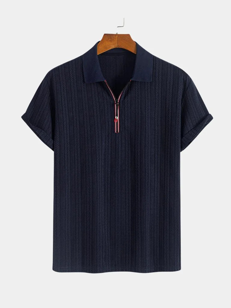 Cavalière Textured Quarter Zip Polo | Savile & Co.