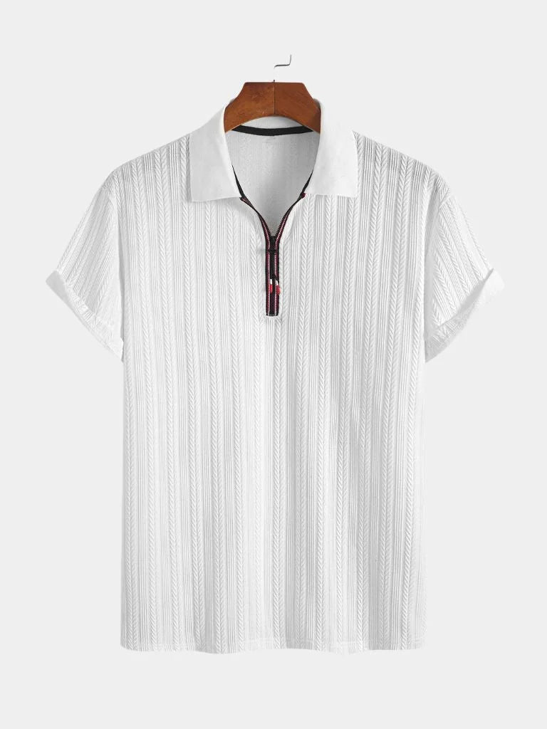 Cavalière Textured Quarter Zip Polo | Savile & Co.