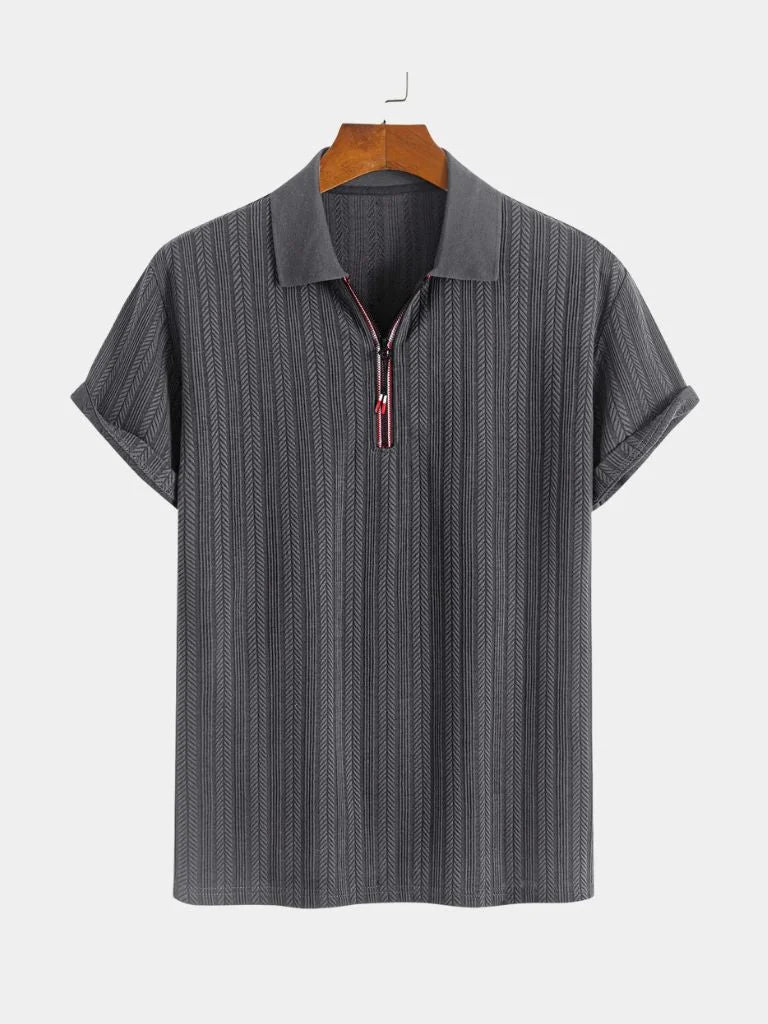 Cavalière Textured Quarter Zip Polo | Savile & Co.