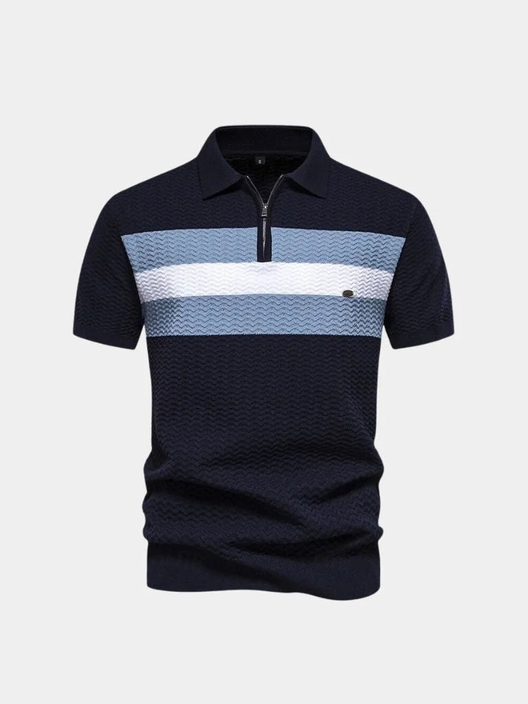 Classic Fit Quarter Zip Business Casual Short Sleeves Polo | Savile & Co.