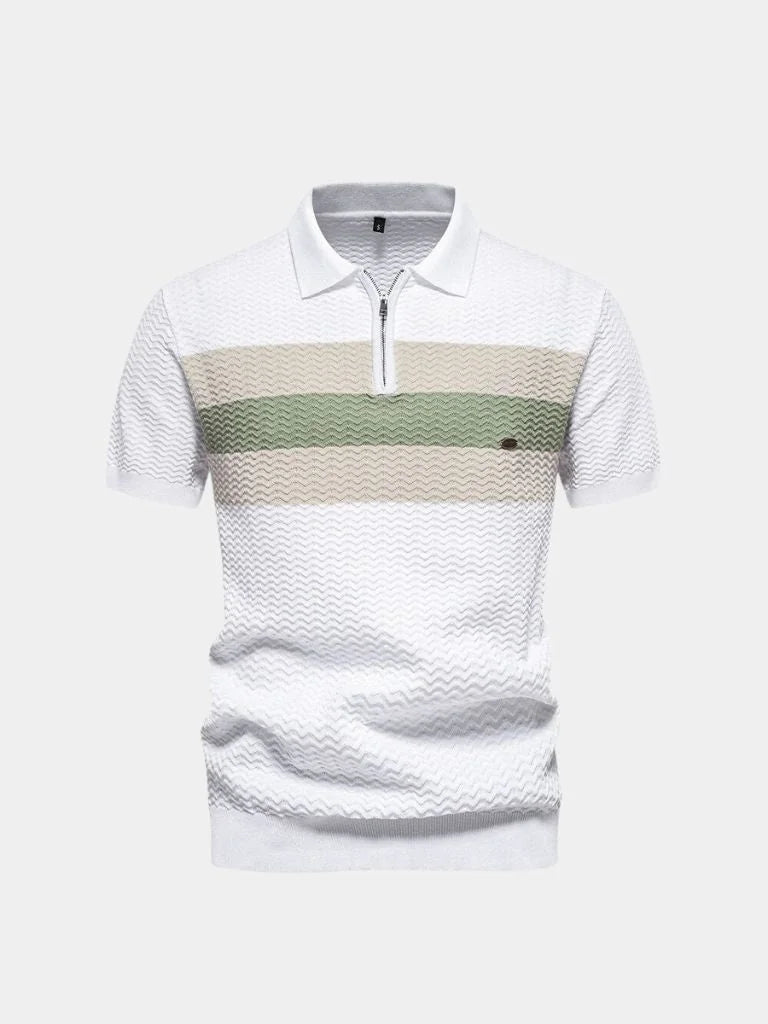 Classic Fit Quarter Zip Business Casual Short Sleeves Polo | Savile & Co.