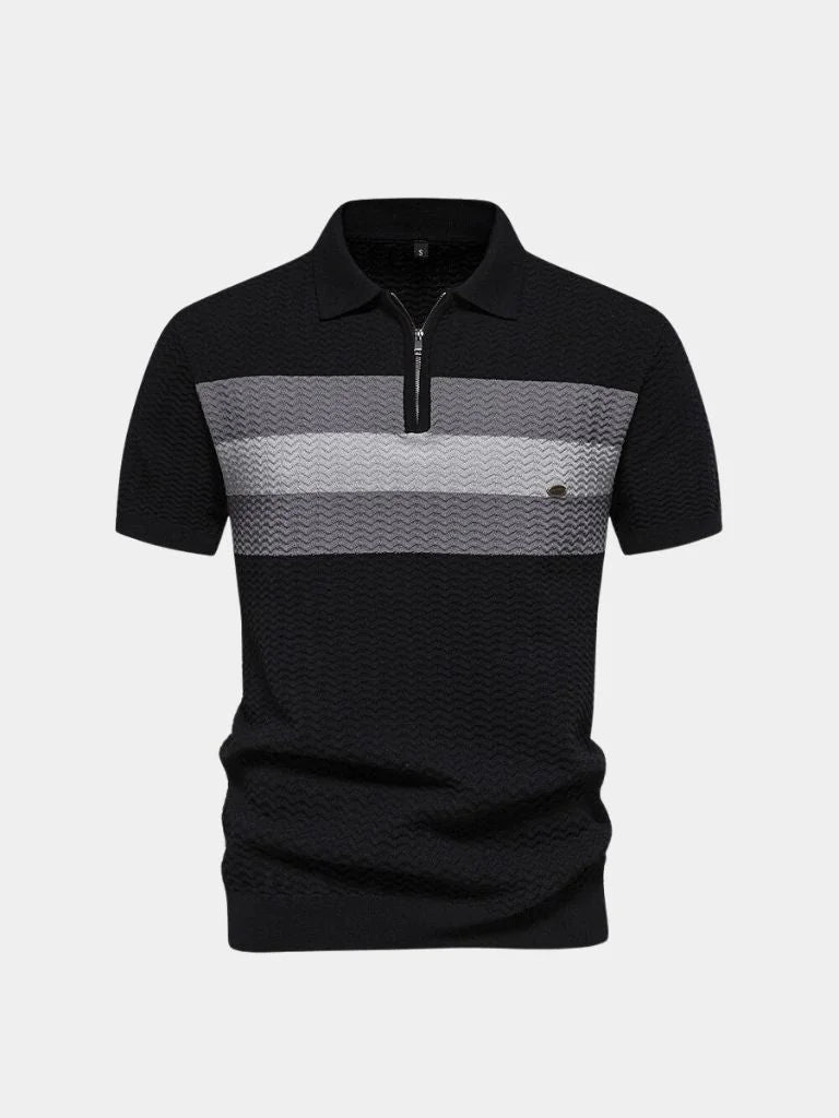 Classic Fit Quarter Zip Business Casual Short Sleeves Polo | Savile & Co.