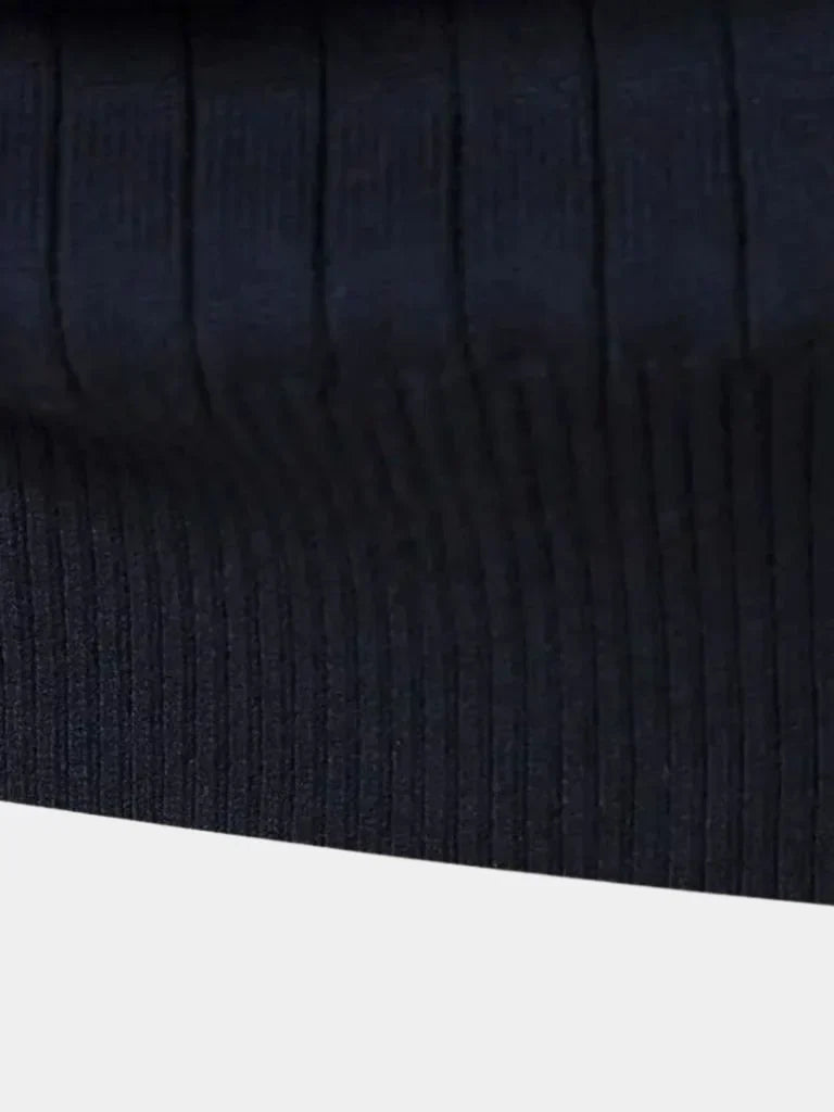 Cotton Knit Vertical Stripes Quarter-Zip Sweater | Savile & Co.