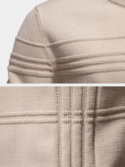 Cotton Knitted Stripped Crew Neck Pullover Sweater | Savile & Co.
