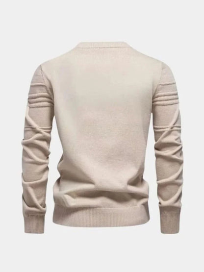 Cotton Knitted Stripped Crew Neck Pullover Sweater | Savile & Co.
