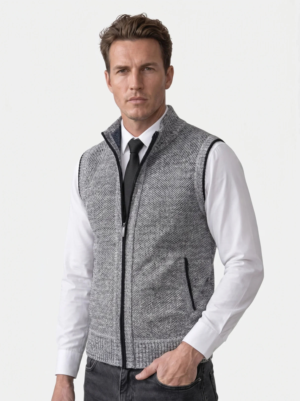 Elegant Full-Zip Sweater Vest | Savile & Co.